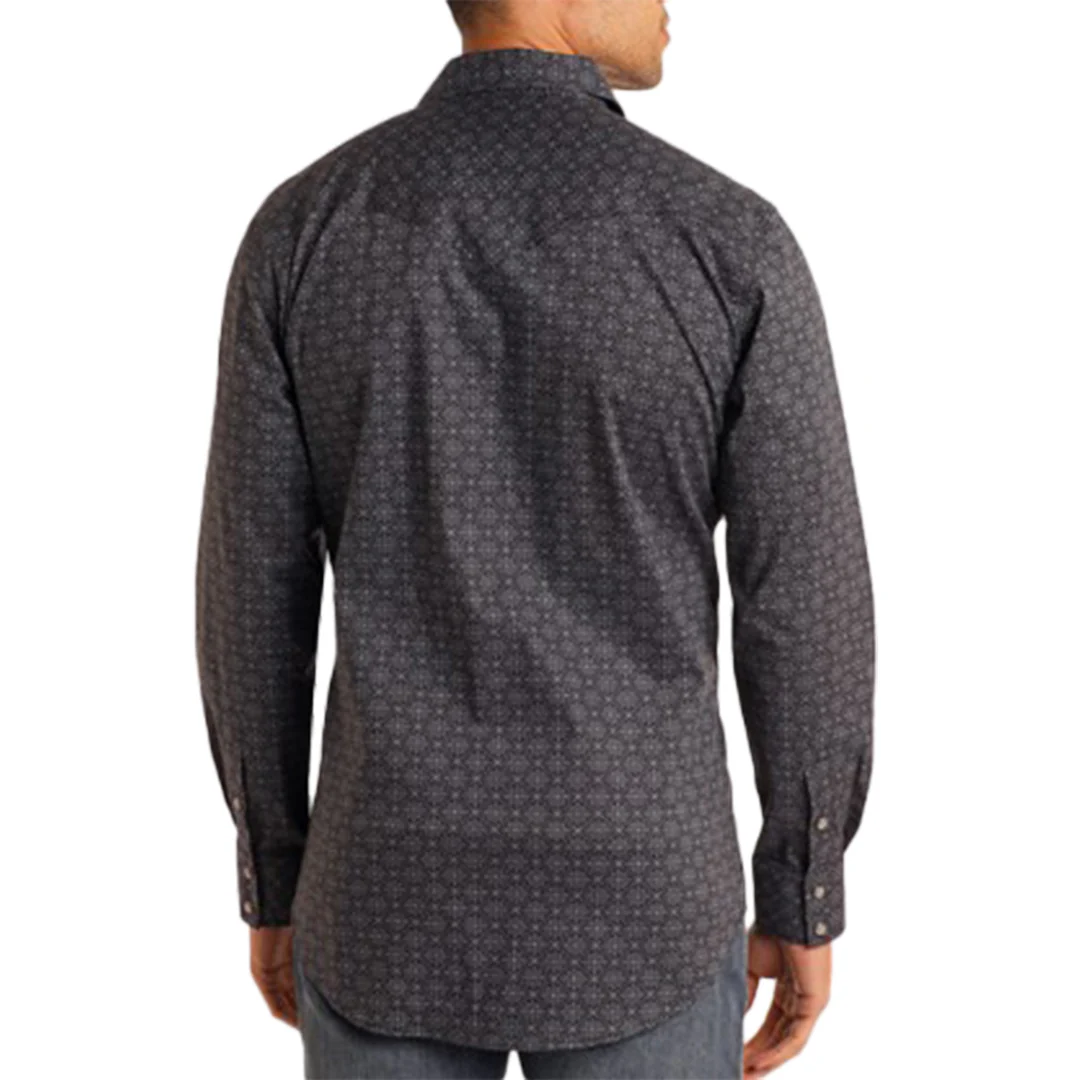 Rock & Roll Denim Men's Medallion Printed Long Sleeve Snap Shirt