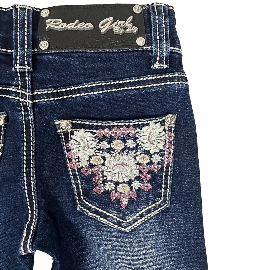 Rodeo Girl Girls' Floral Embroidery Bootcut Jeans