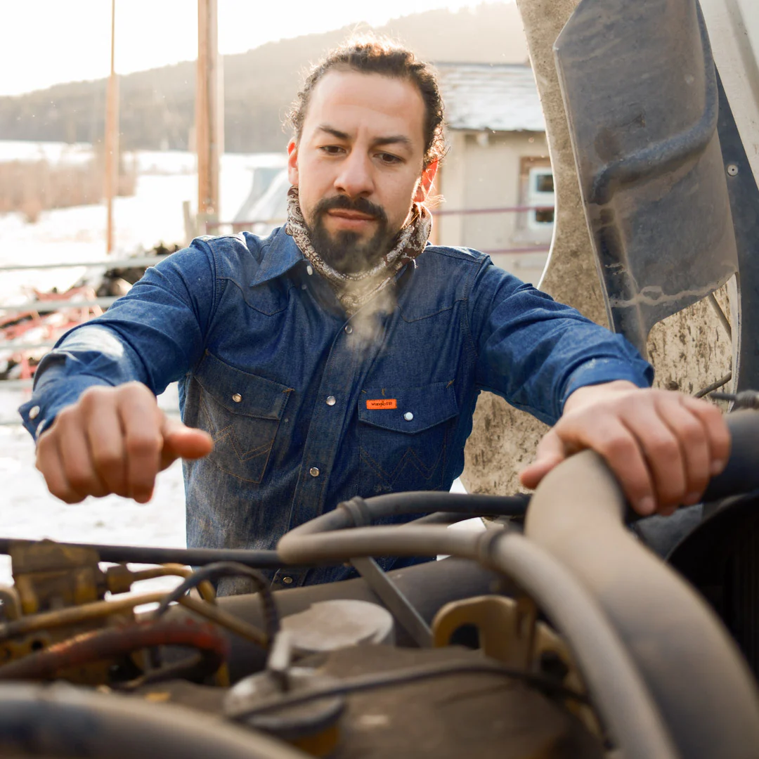 Wrangler Men's Flame Resistant Denim Work Shirt