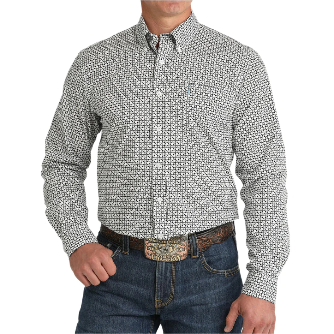 Cinch Men's Geometric Print Long Sleeve Button-Down Shirt