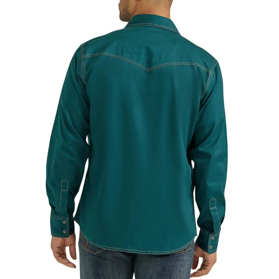 Wrangler Men's Deep Teal Long Sleeve Snap Shirt