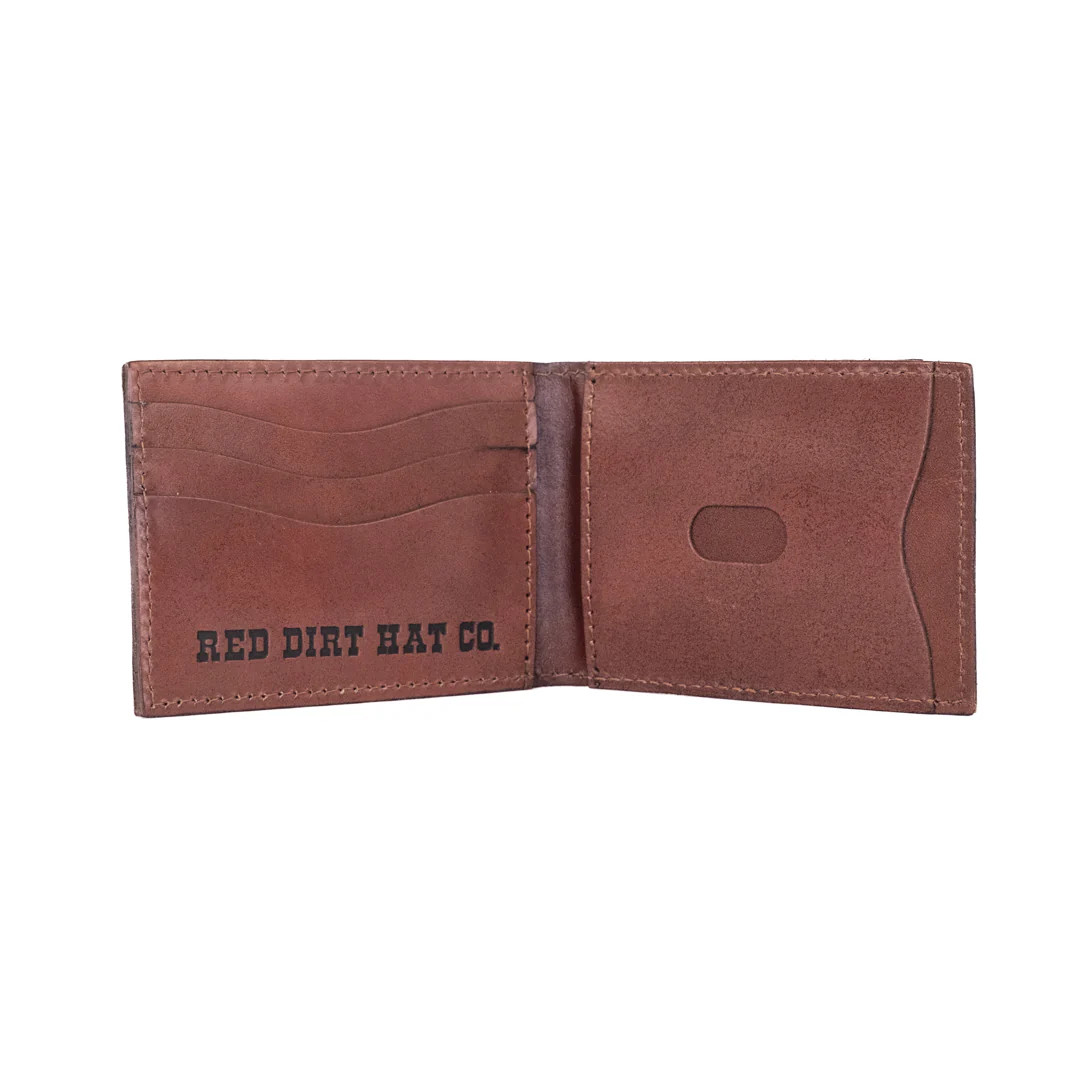 Red Dirt Hat Co. Tooled Accent With Turquoise design Bifold Card Case