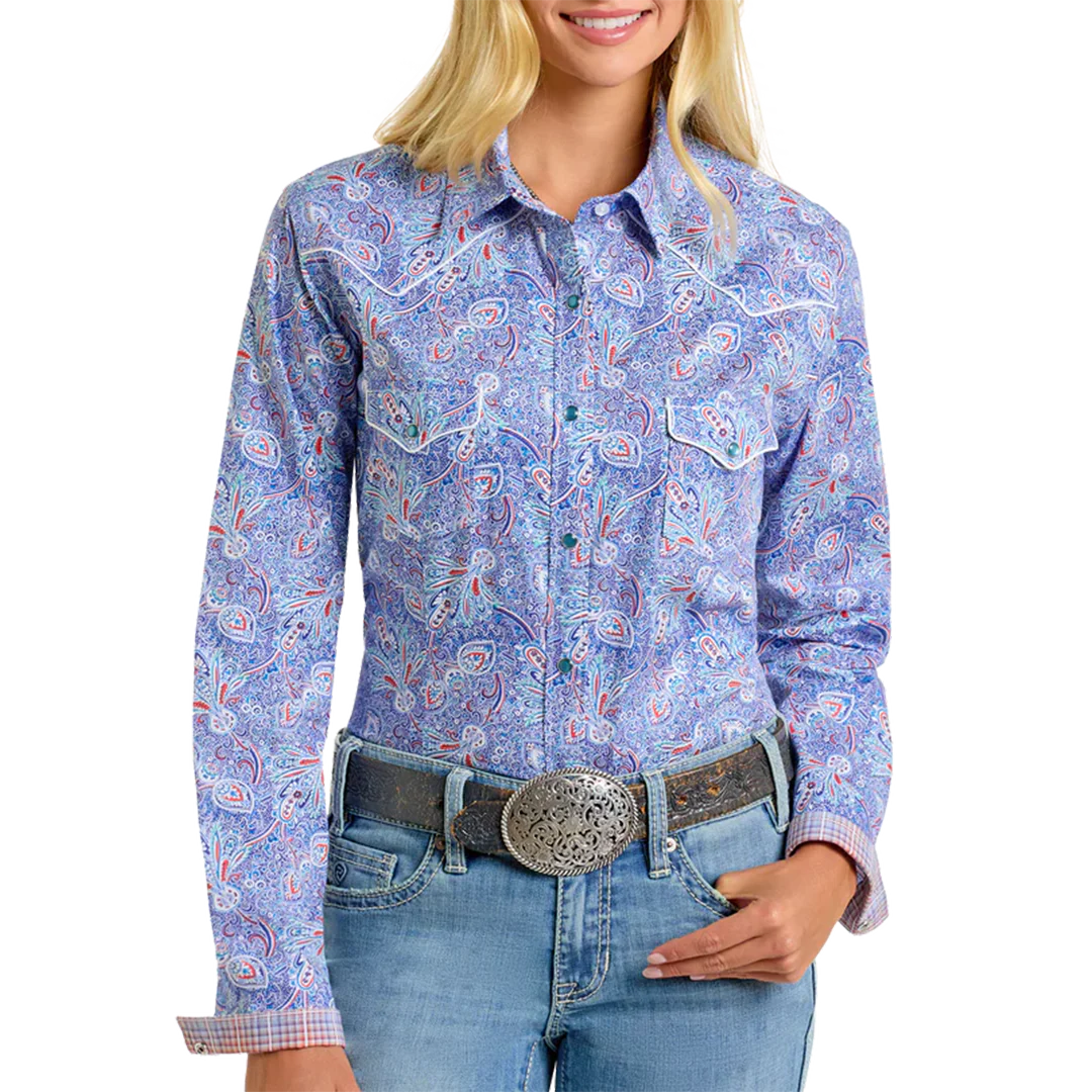 Rough Stock Women's Paisley Long Sleeve Snap Shirt