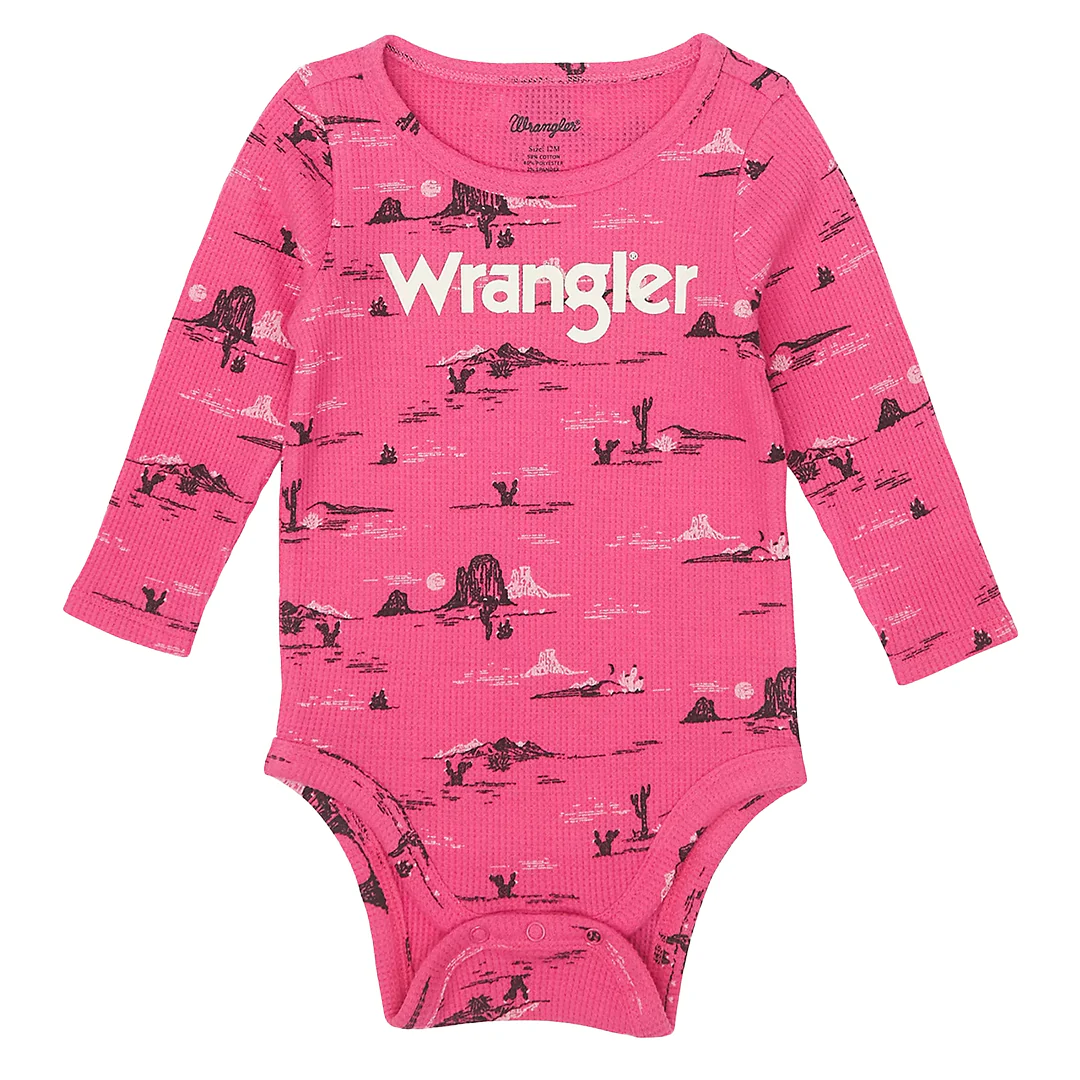 Wrangler Baby Girls' Logo Waffle Textured Bodysuit