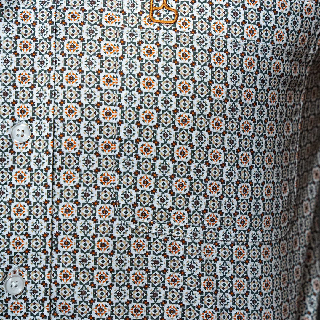 Rough Stock Men's Geometric Long Sleeve Button Shirt