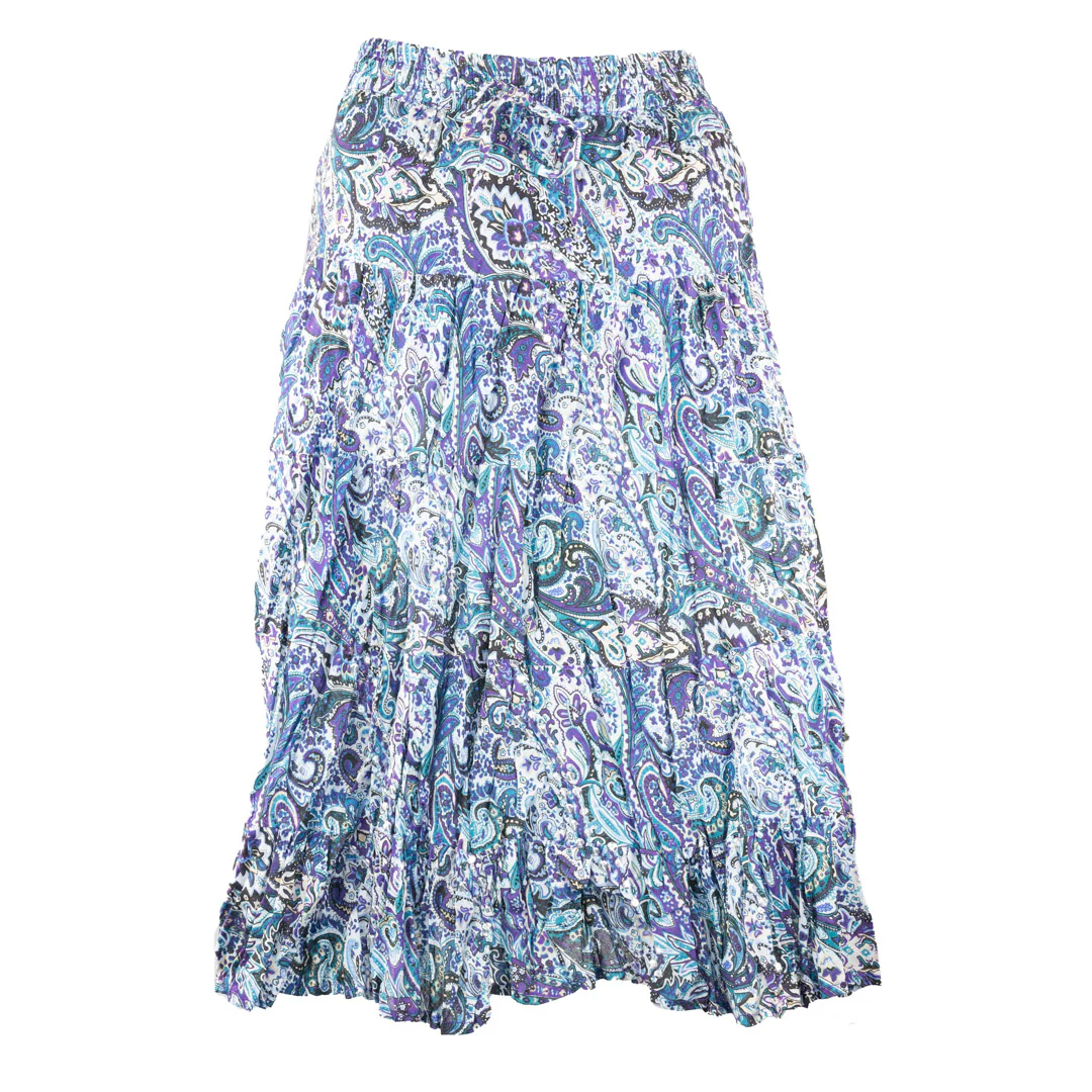 Wondrous Art Wear Women's Sequin Paisley Print Midi Skirt