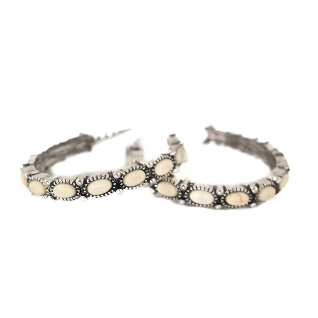 Wyo Horse Women's Hoop With Stones Earrings