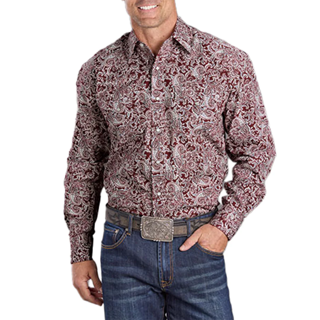 Stetson Men's Paisley Print Long Sleeve Snap Shirt
