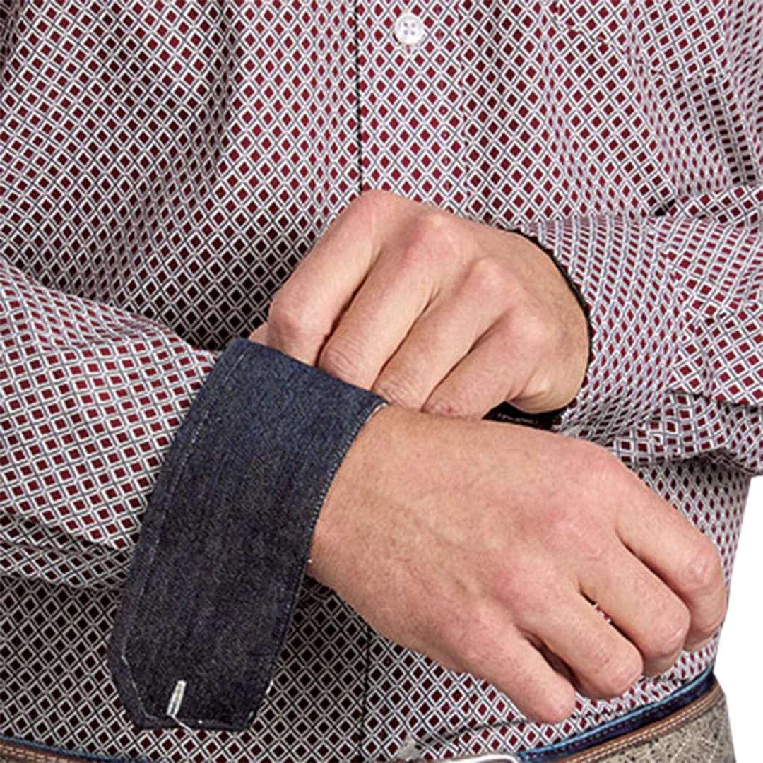 Stetson Men's Geometric Print Long Sleeve Button Shirt