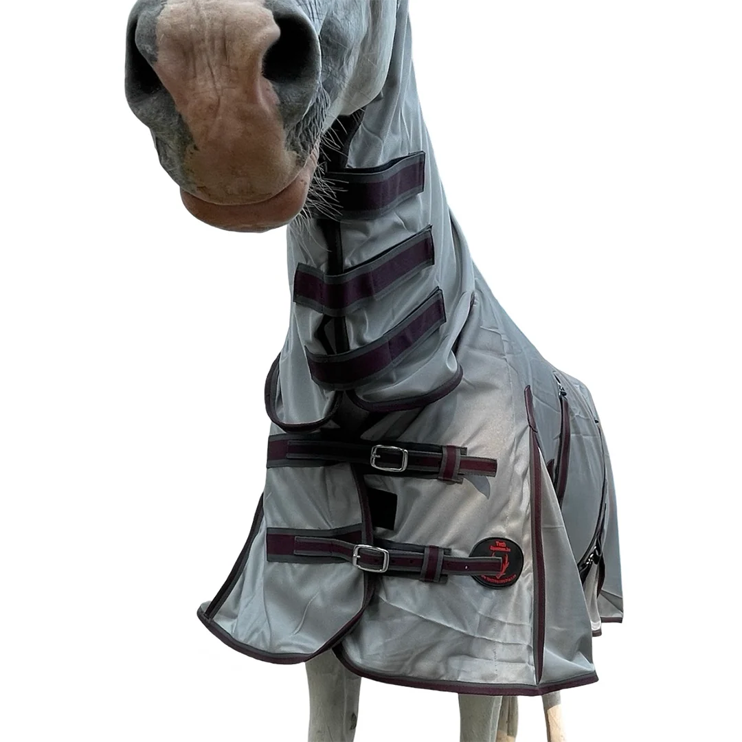 Tech Equestrian Grey Fly Sheet with Attached Hood