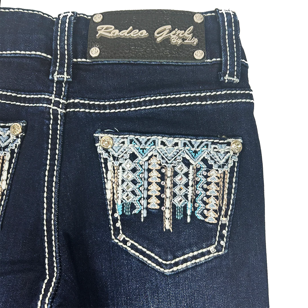 Rodeo Girl Girls' Aztec Embroidery Bootcut Jeans
