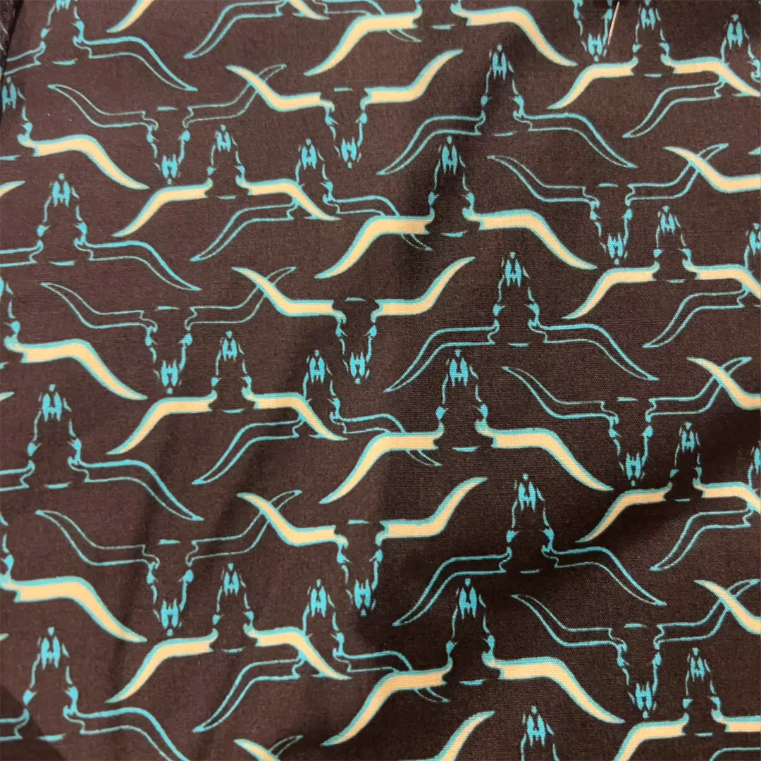 Rock & Roll Denim Longhorn Print Long Sleeve Snap Shirt