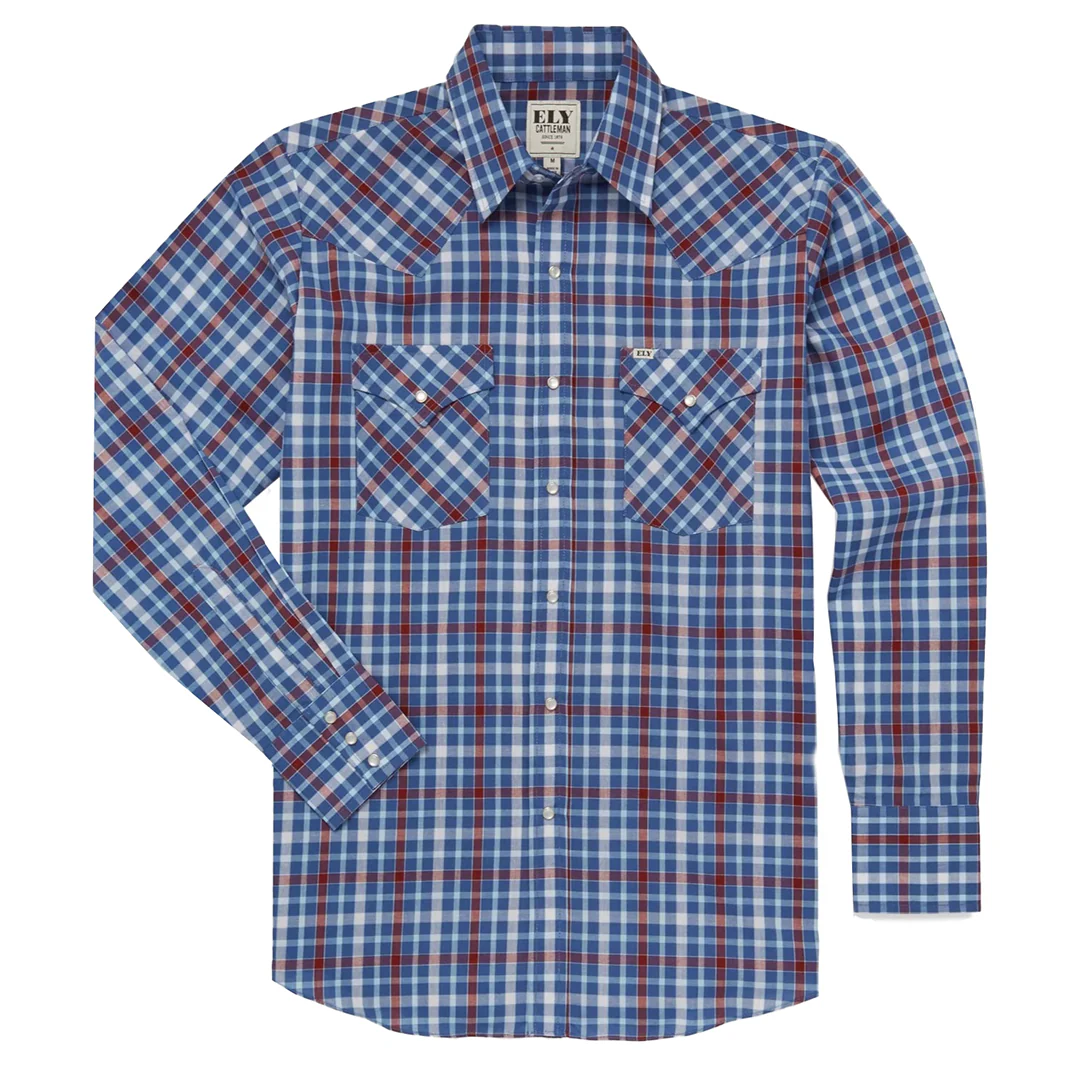 Ely Cattleman Men's Heritage Plaid Western Long Sleeve Snap Shirt