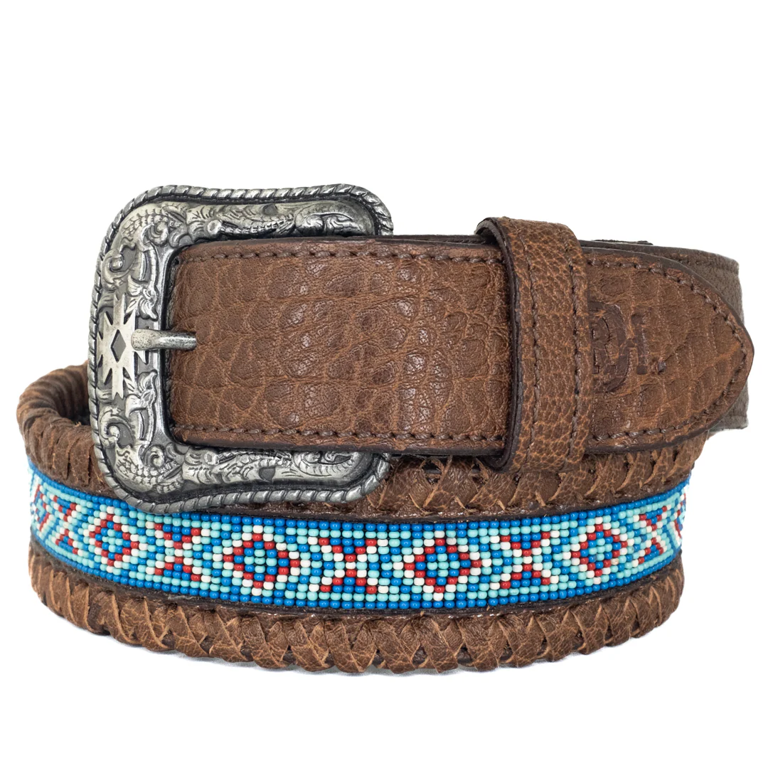 Red Dirt Hat Co. Women's Beaded Inlay Whipstitch Leather Belt