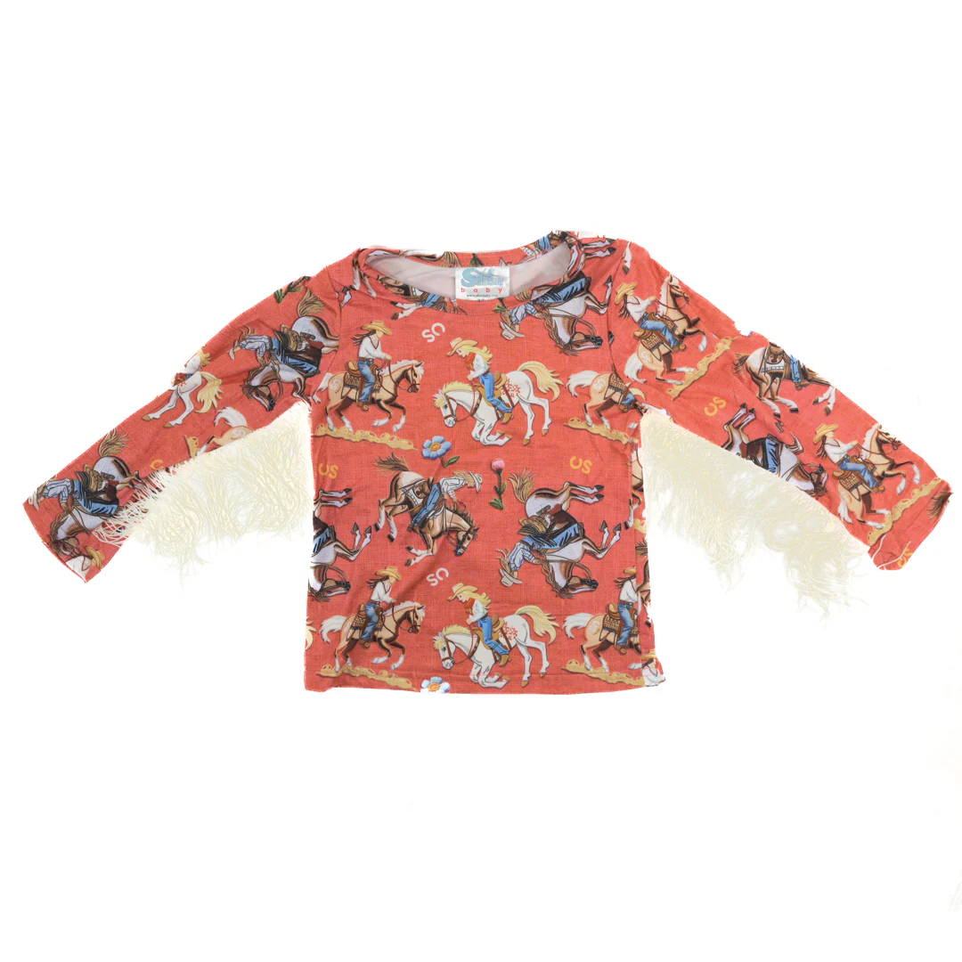Shea Baby Toddler Girls' Calgary Stampede Long Sleeve Fringe Top