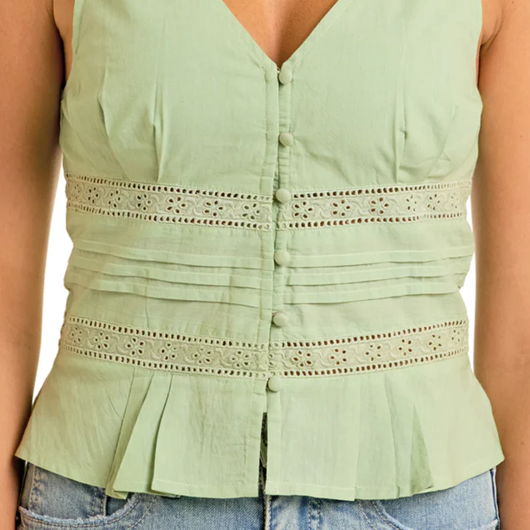 Rock & Roll Denim Women's Eyelet Inset Tank