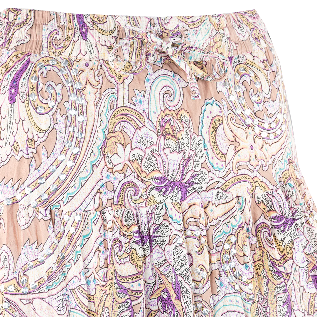 Wondrous Art Wear Women's Sequin Paisley Print 36 Maxi Skirt