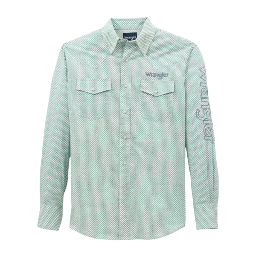 Wrangler Men's Logo Long Sleeve Snap Shirt