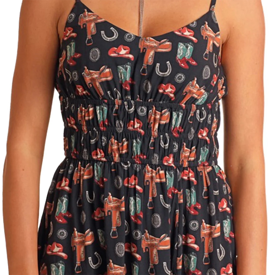 Rock & Roll Denim Conversational Midi Dress