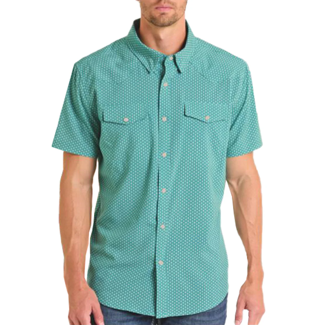 Panhandle Slim Men's Geometric Woven Short Sleeve Snap Shirt