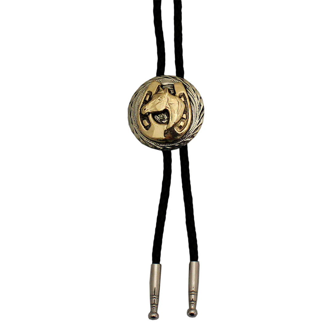 AndWest Silver & Gold Concho Bolo Tie
