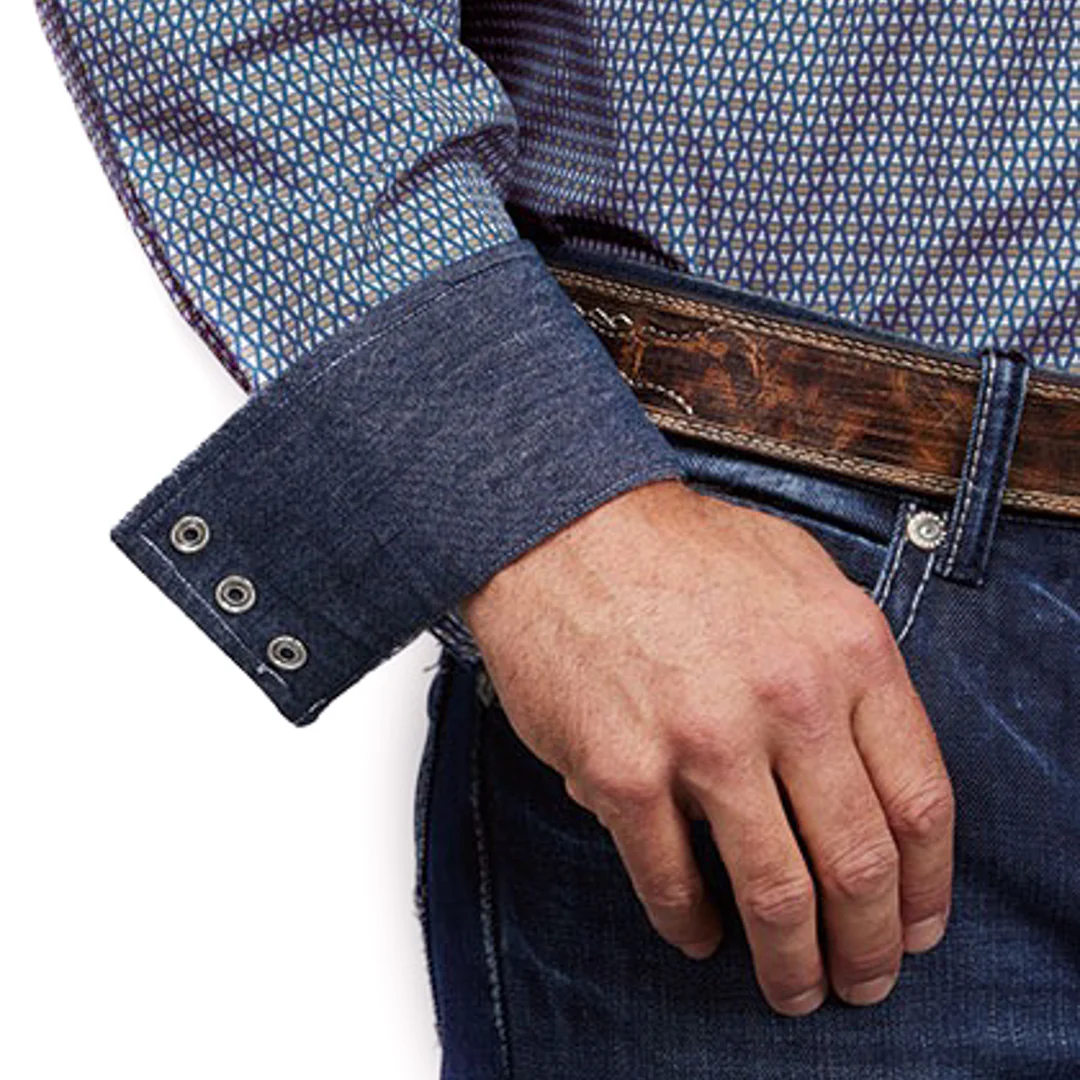 Stetson Men's Geometric Print Snap Shirt In Blue