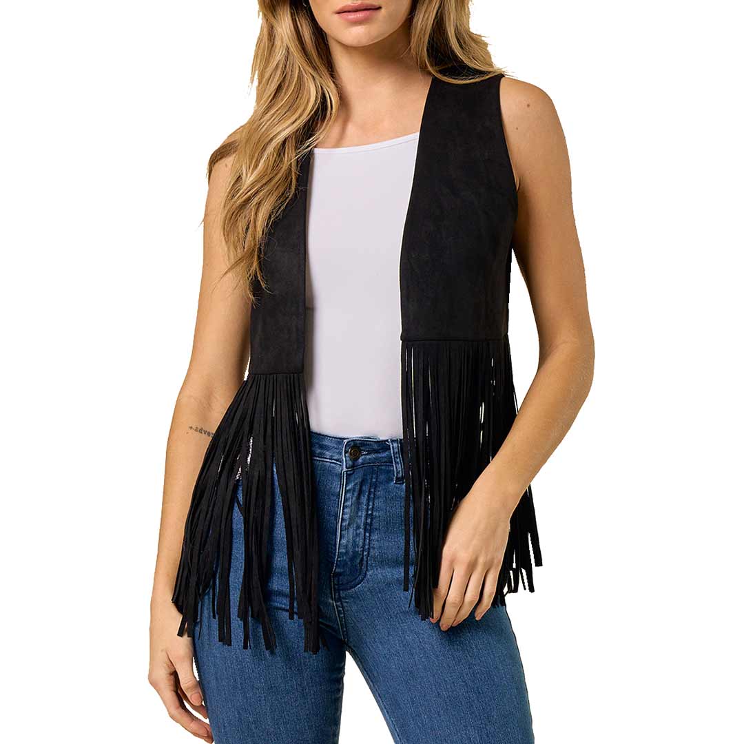 Saints & Hearts Women's Fringe Suede Cropped Vest