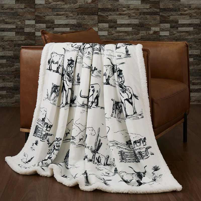 Hi End Accents Ranch Life Campfire Sherpa Throw