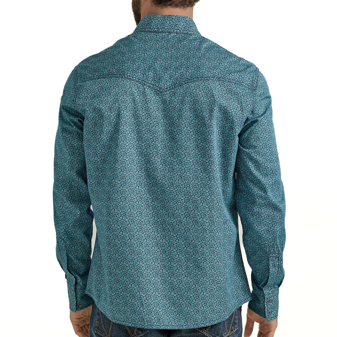 Wrangler Men's Retro Premium Western Snap Shirt In Blue