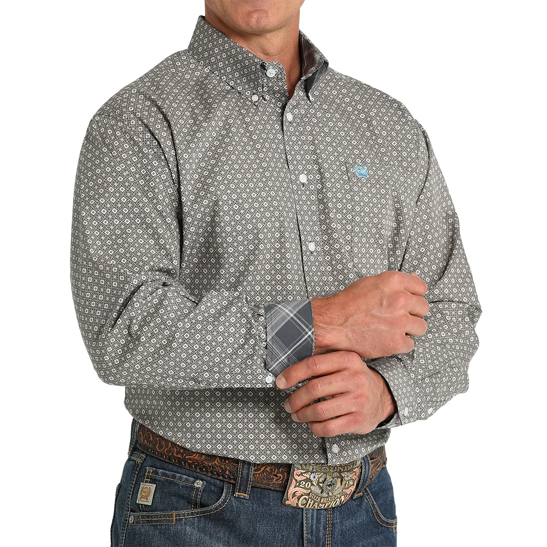 Cinch Men's Geometric Print Long Sleeve Button Down Shirt