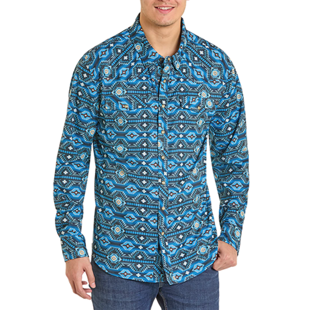 Rock & Roll Denim Men's Aztec Long Sleeve Snap Shirt