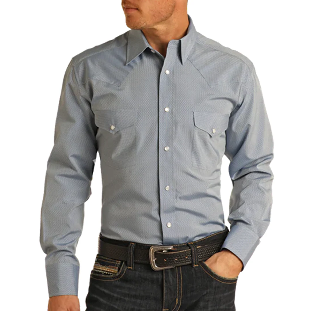 Panhandle Men's Micro Dobby Long Sleeve Snap Shirt