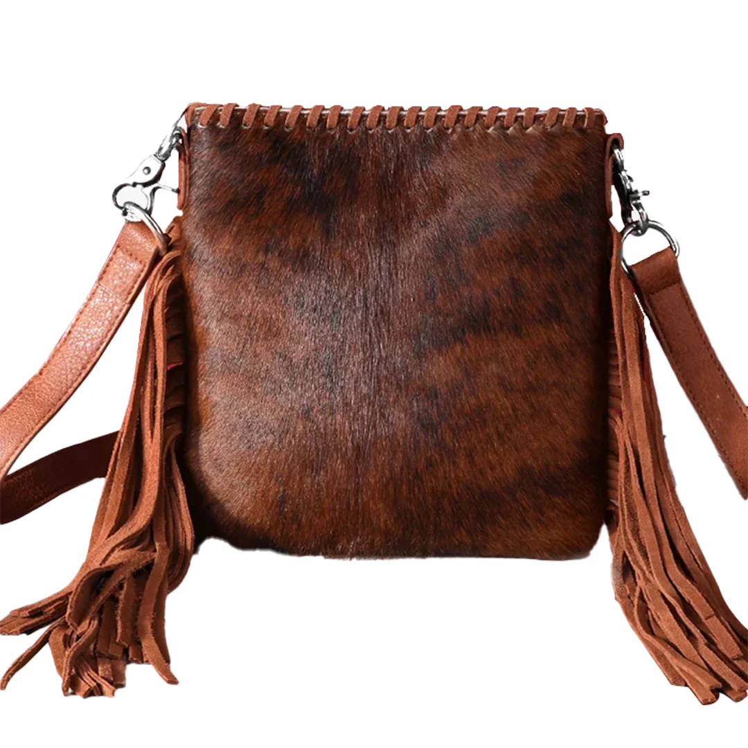 Montana West Trinity Ranch Hair-on Cowhide Fringe Crossbody Bag