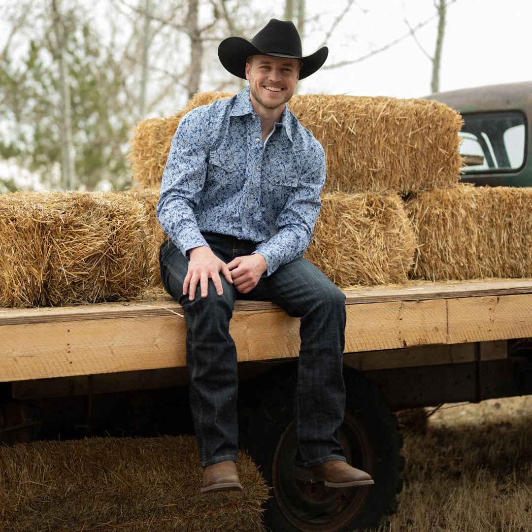 Roper Men's Amarillo Collection Allover Print Long Sleeve Snap Shirt