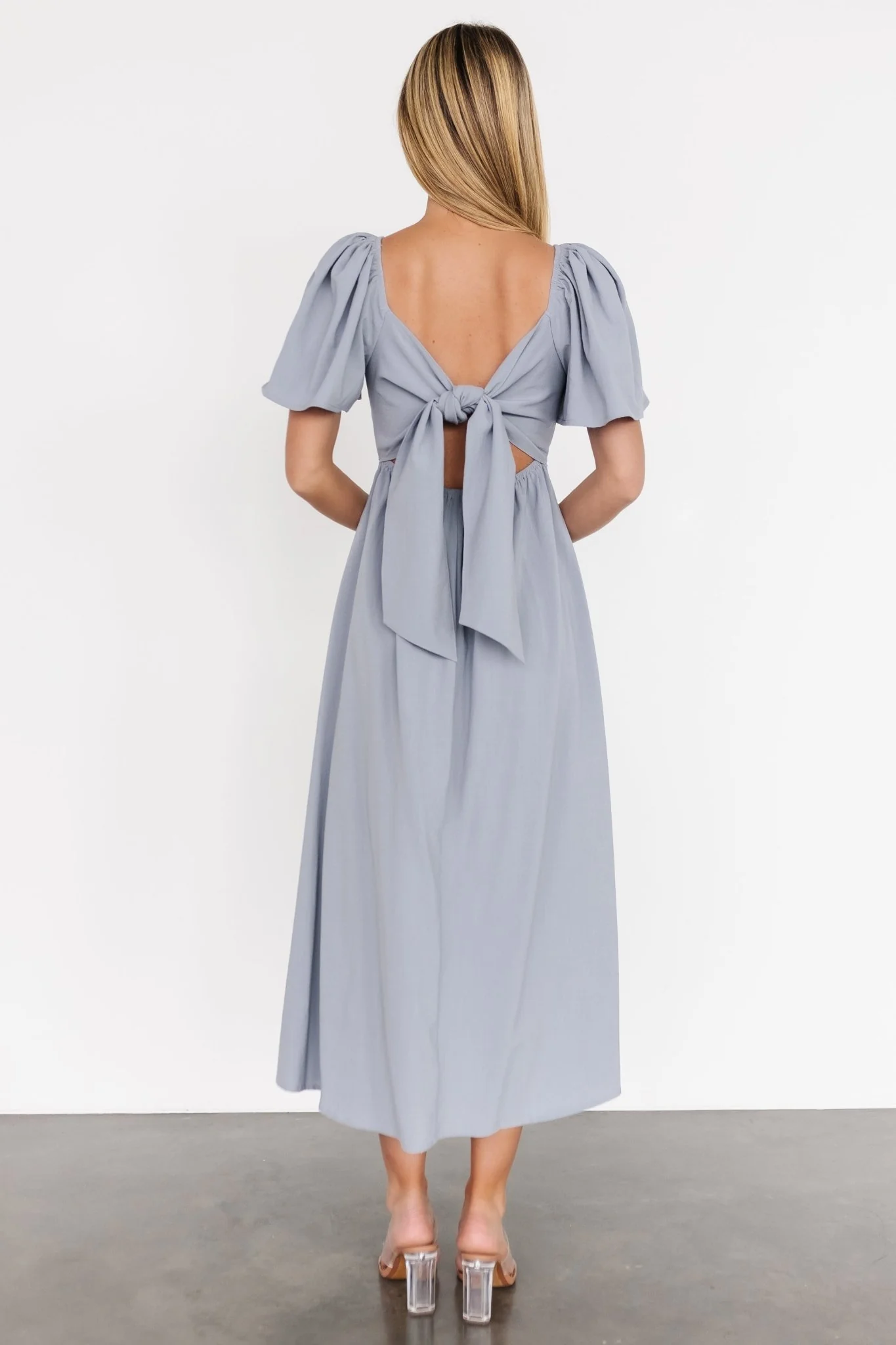 Indie Back Tie Dress | Dusty Blue