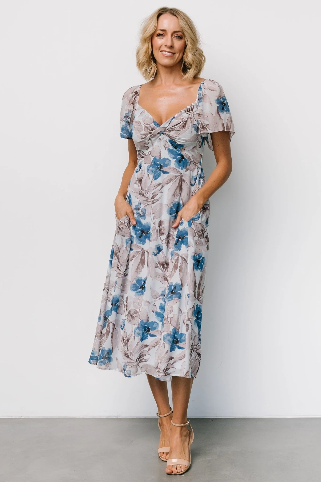 Melinda Midi Dress | Blue Floral