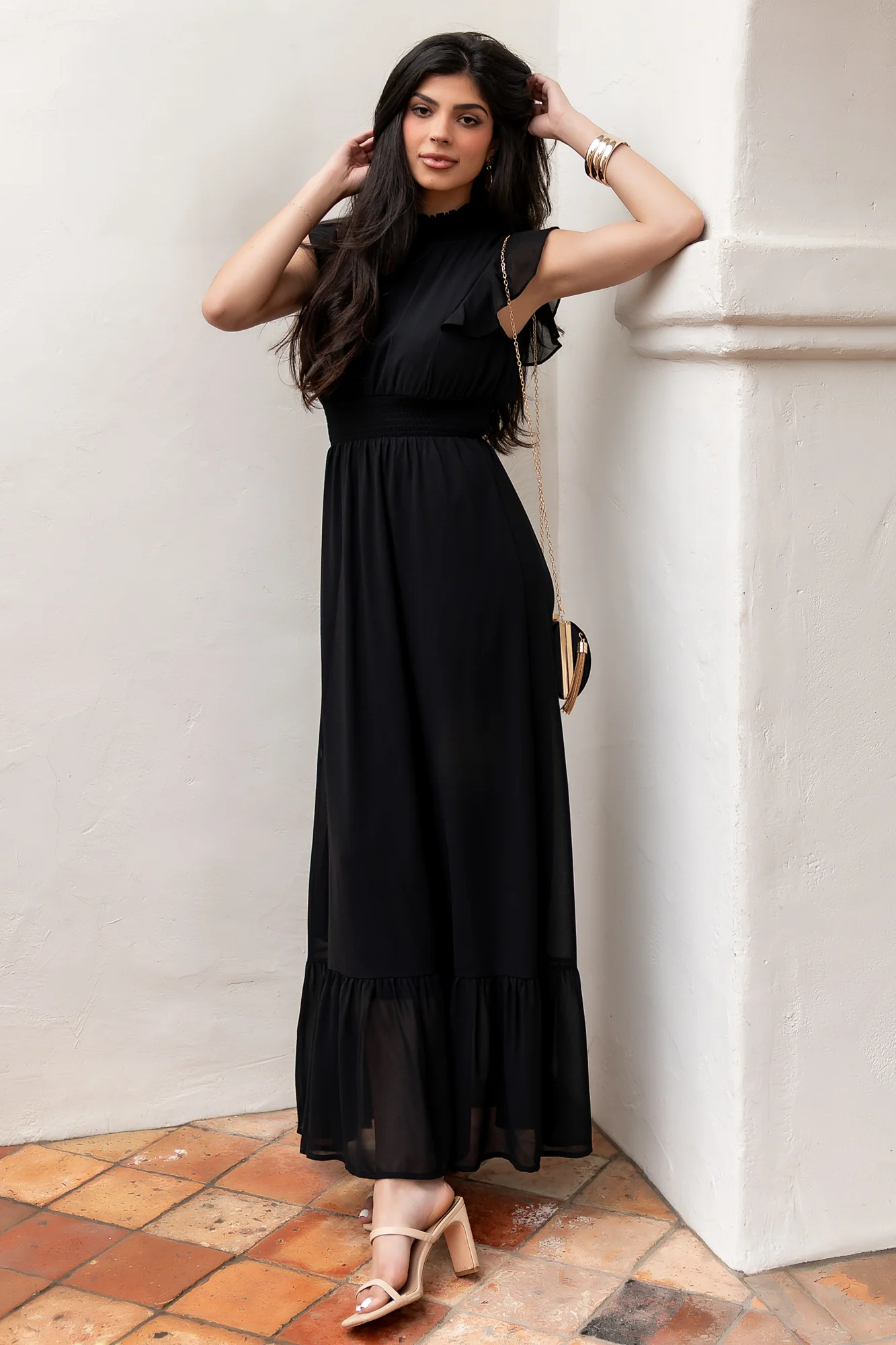 Kearny Ruffle Maxi Dress | Black