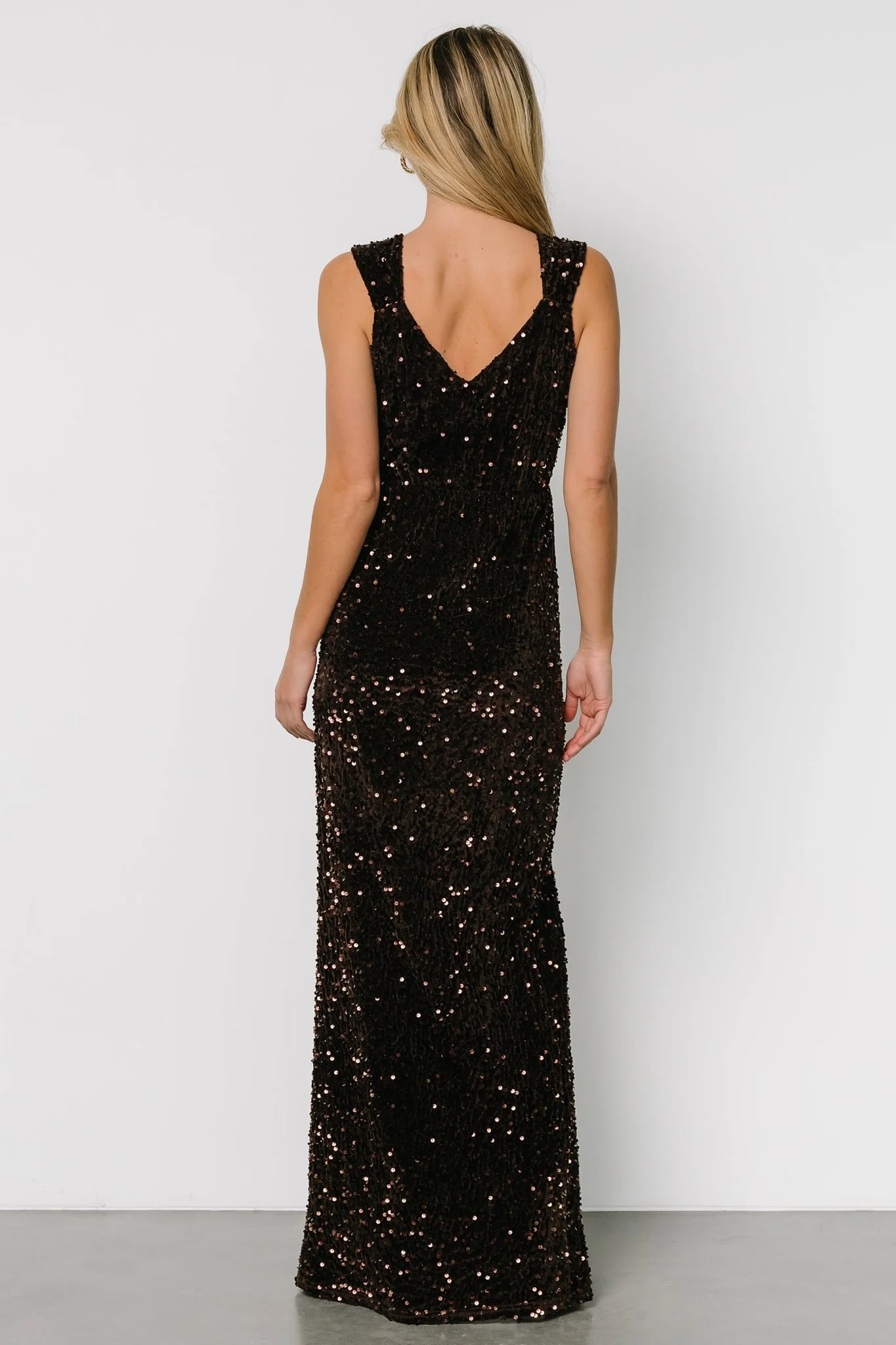 Marilyn Sequin Maxi Gown | Dark Brown