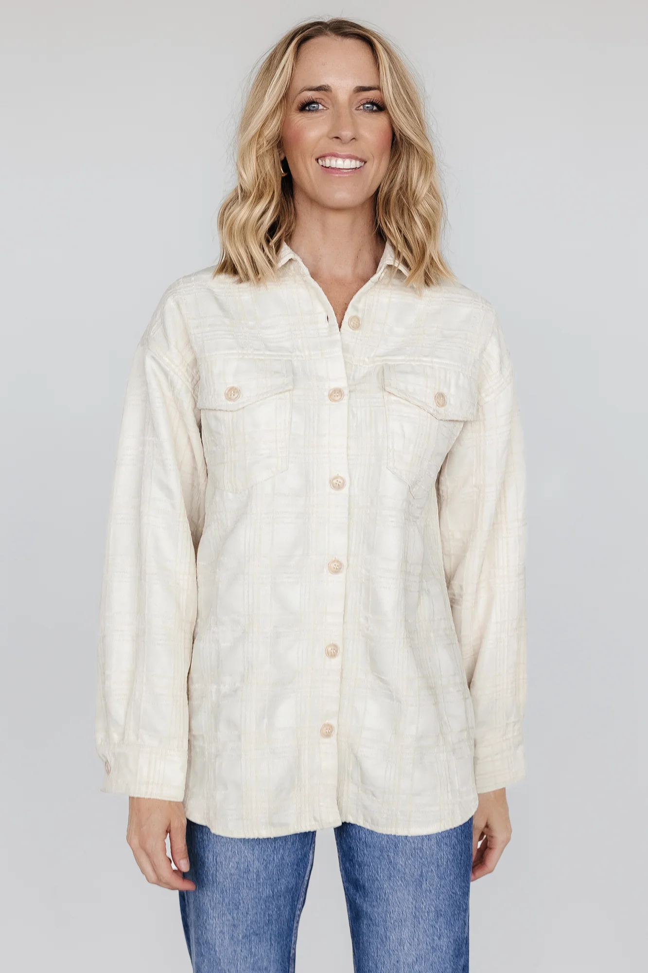 Joanna Plaid Shacket | Cream + Natural