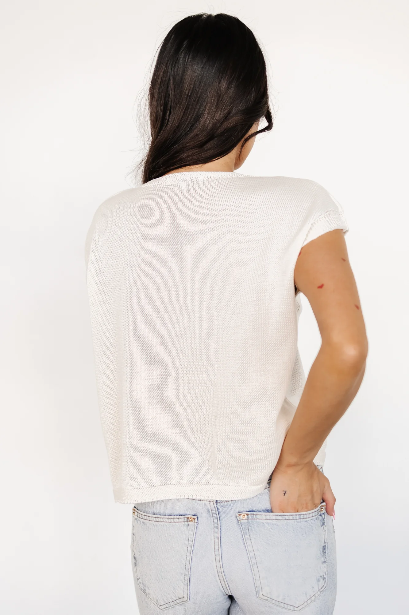 Lexie Knit Top | Cream + Cherry Applique
