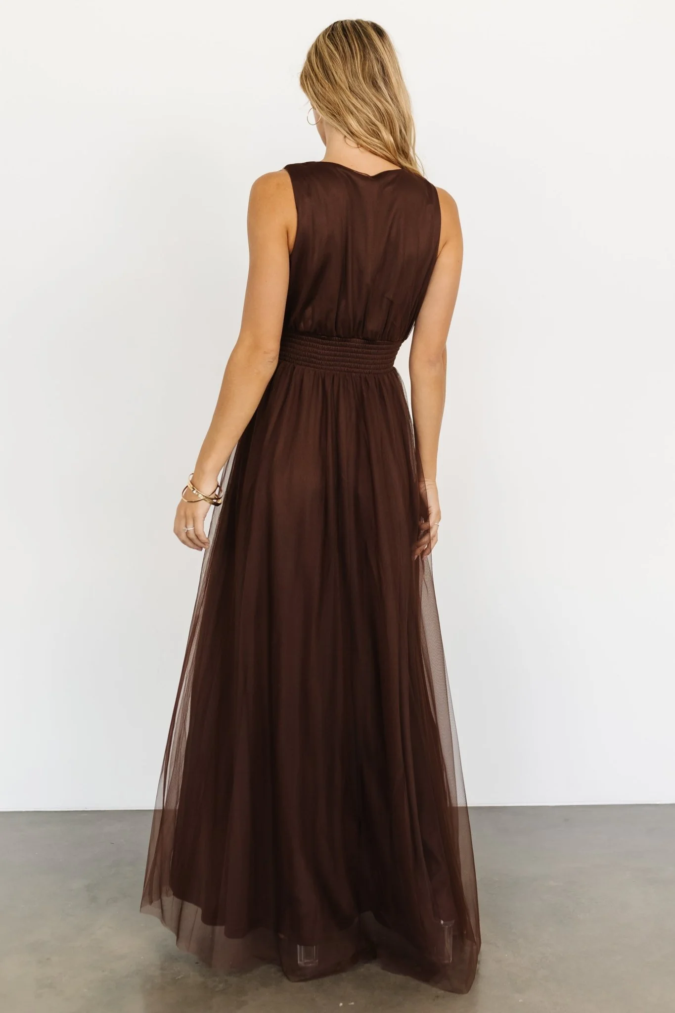 Kamila Tulle Maxi Dress | Espresso