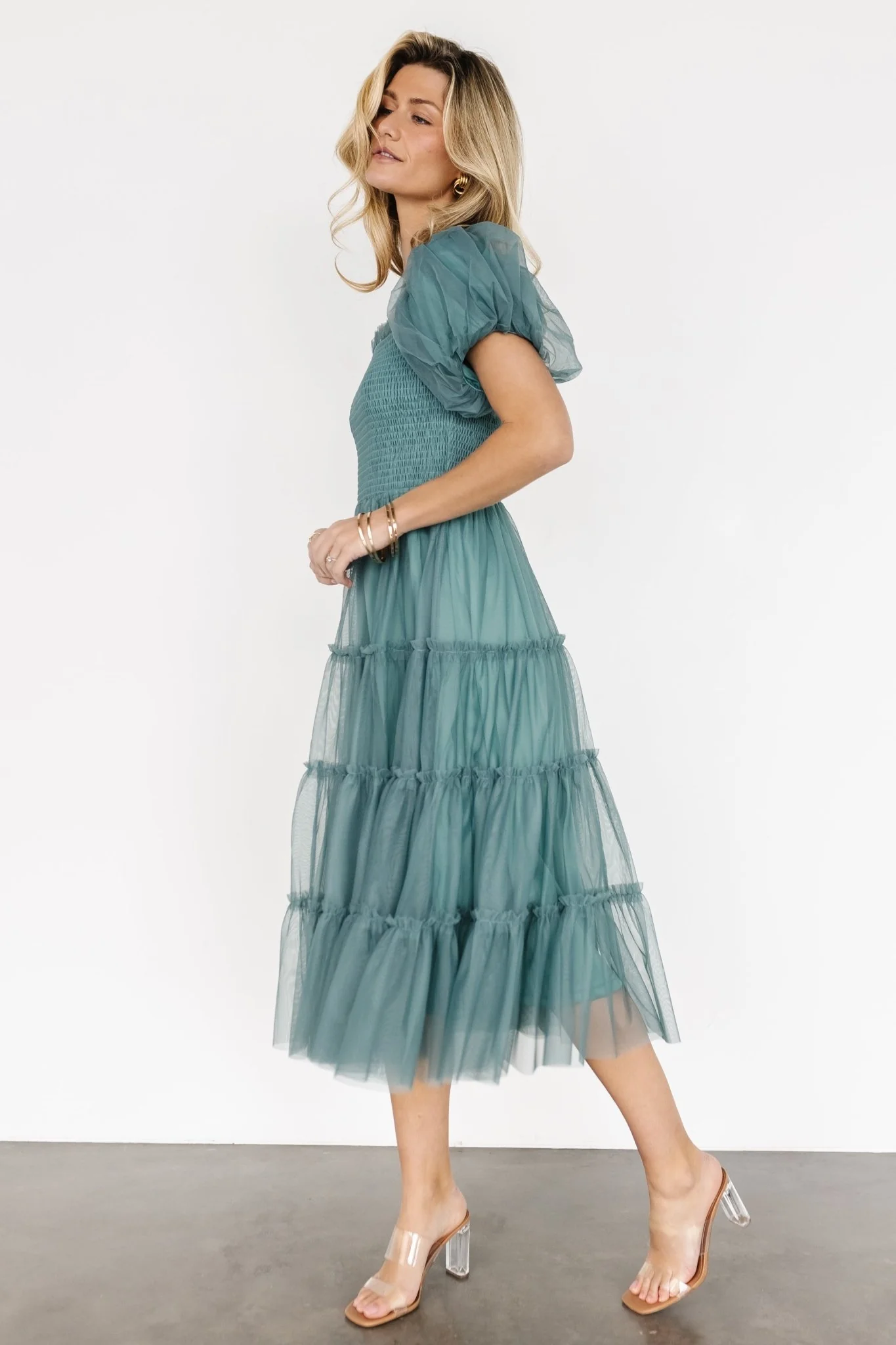 Liv Tulle Midi Dress | Eucalyptus