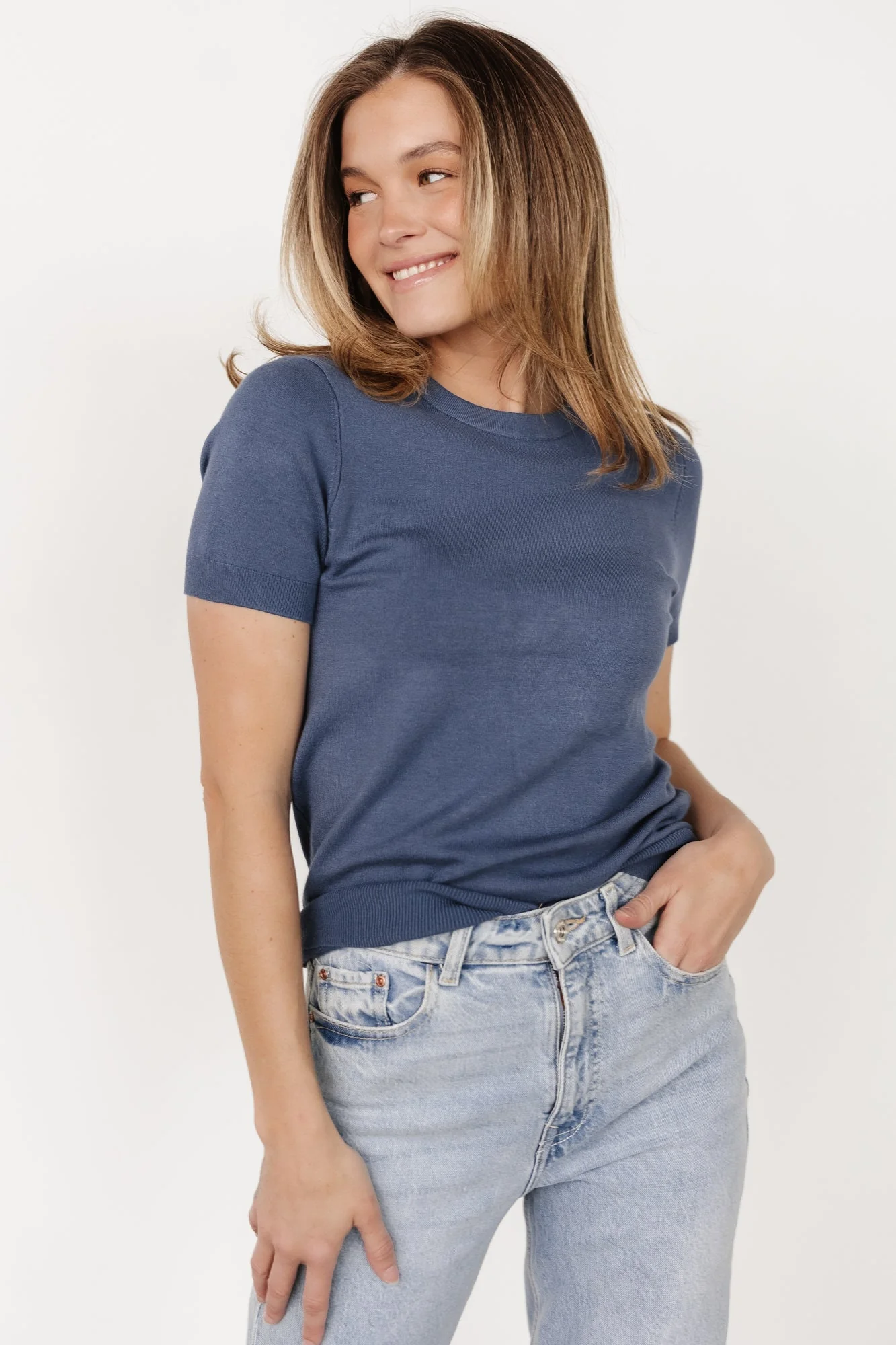 Hannah Knit Top | Slate Blue