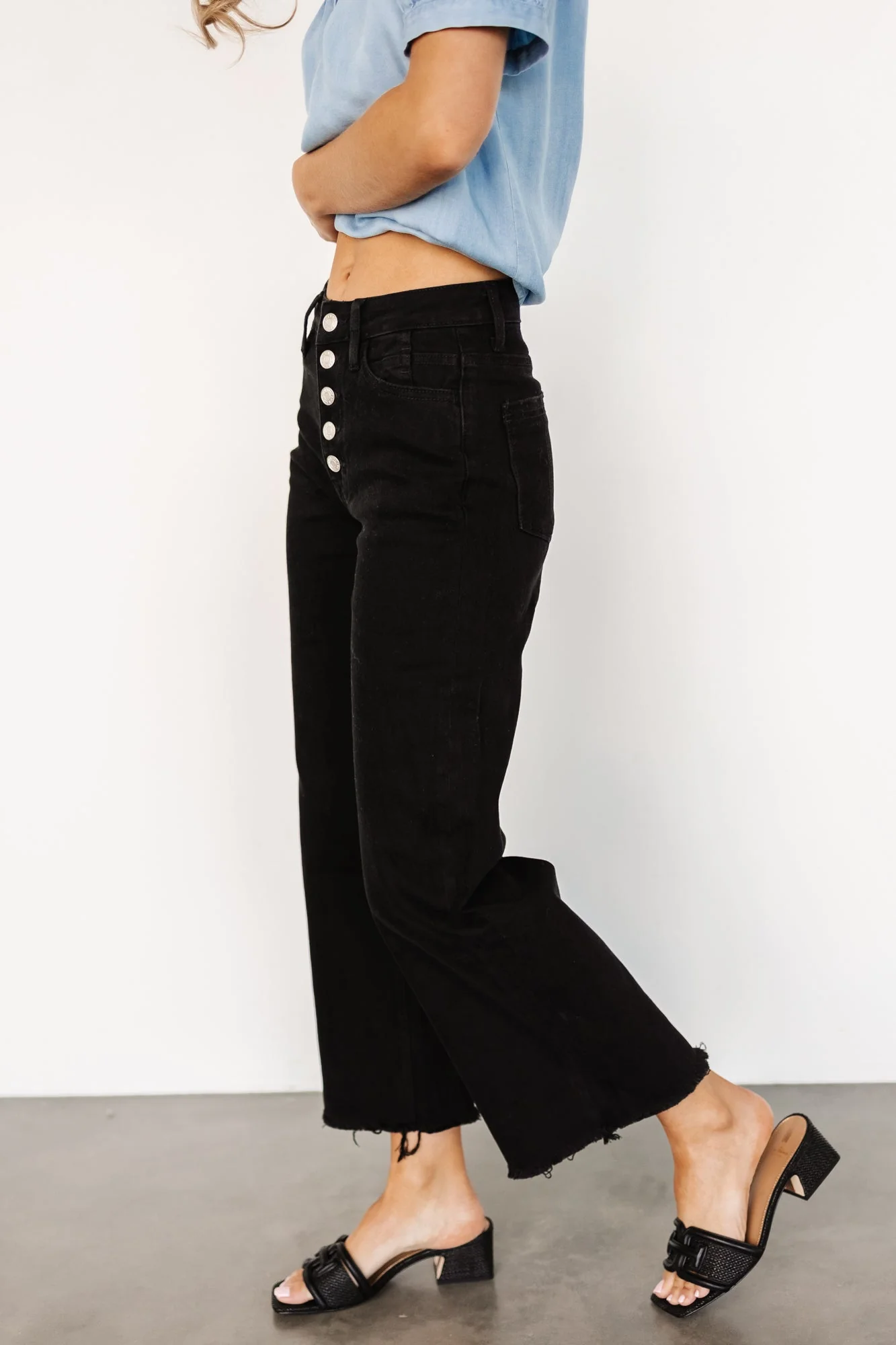 Georgie High Rise Wide Leg Jeans | Black