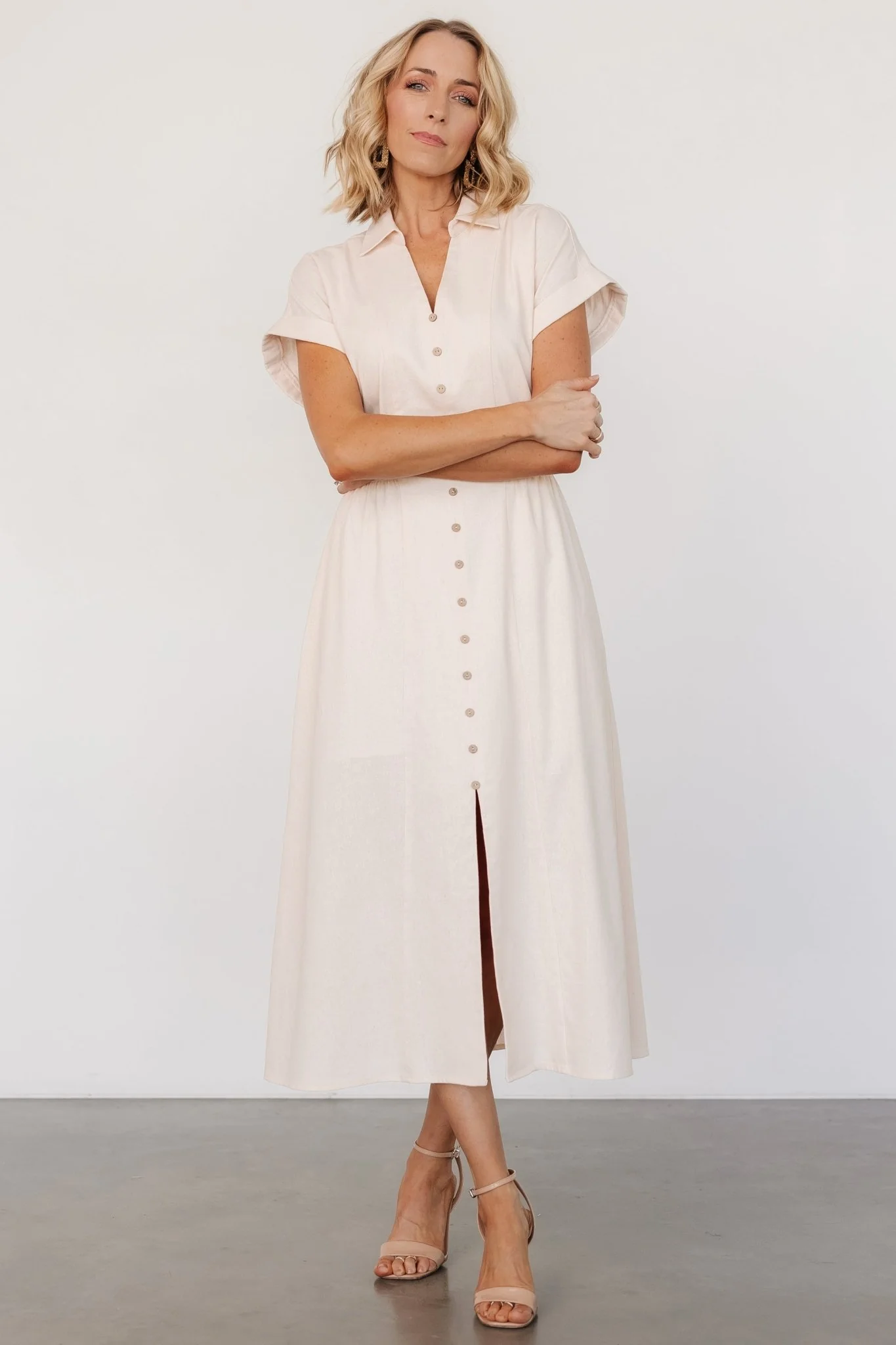 Larah Button Dress | Natural