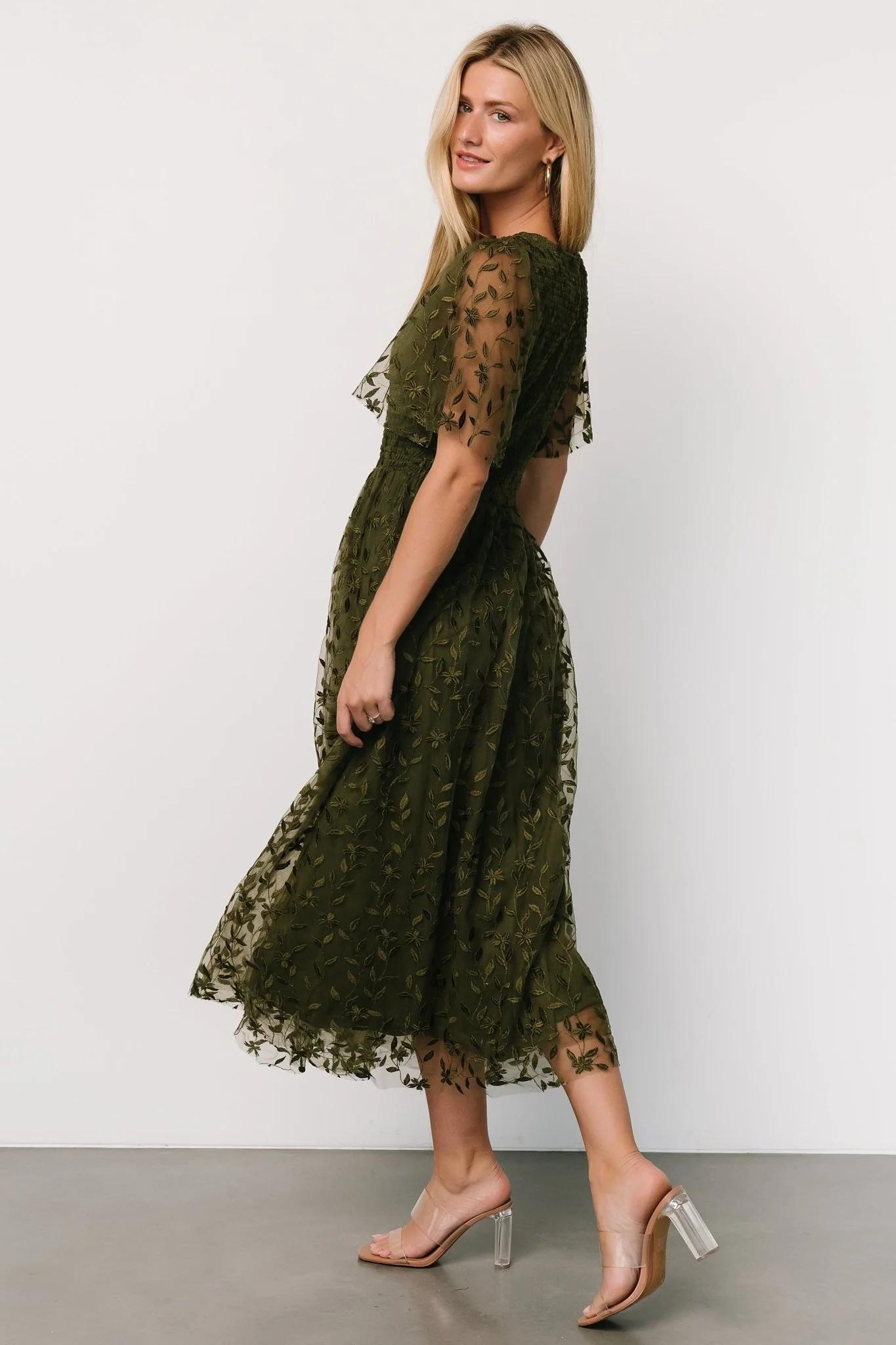 Kendra Embroidered Dress | Olive