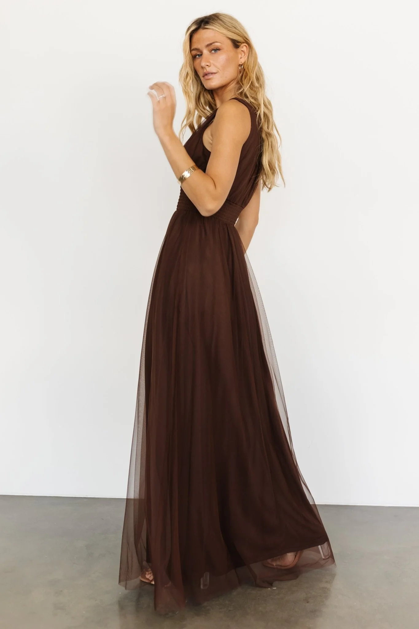 Kamila Tulle Maxi Dress | Espresso