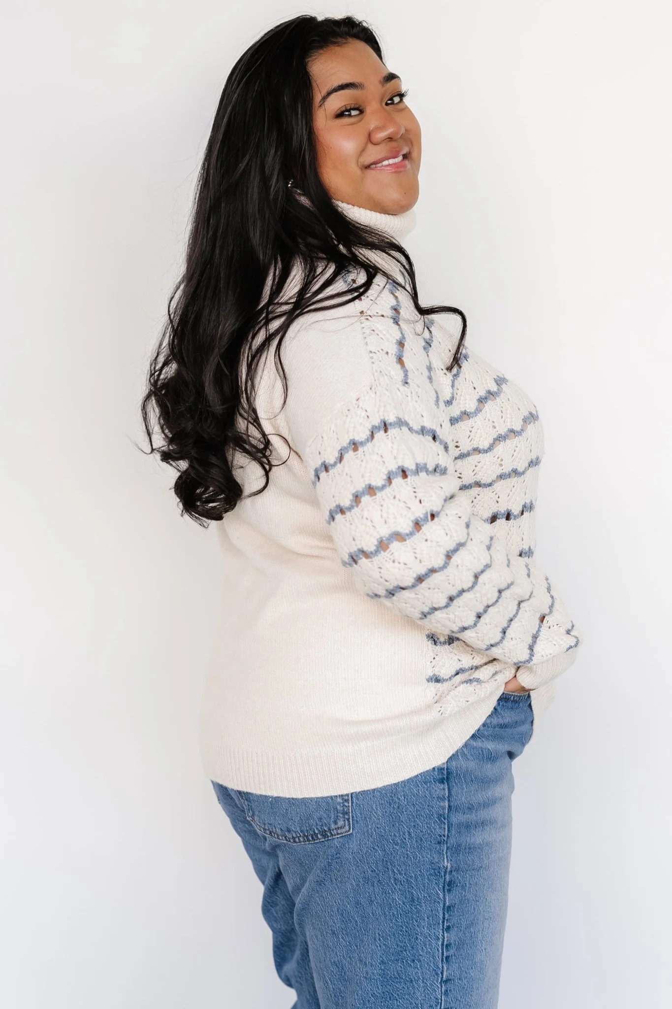 Hollis Knit Sweater | Ivory + Blue