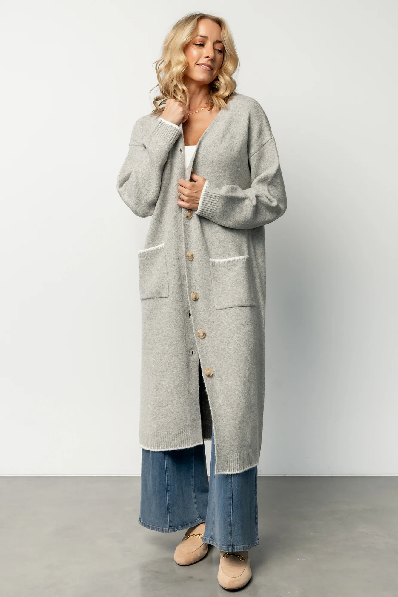 Senna Longline Cardigan | Light Gray