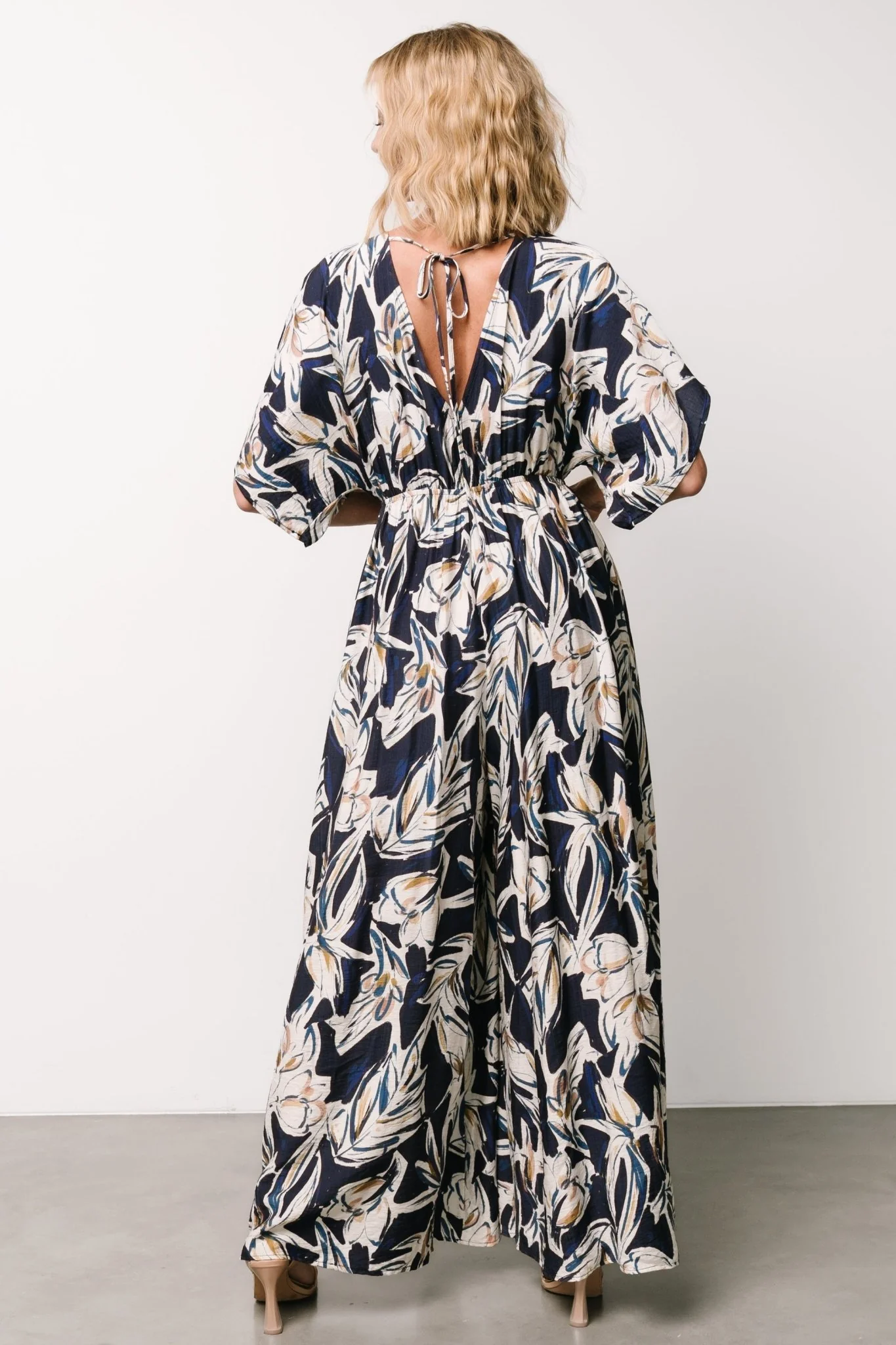 Giada Wide Leg Jumpsuit | Navy + Off White